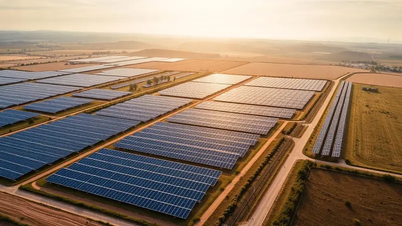 Vista aerea di un grande impianto fotovoltaico